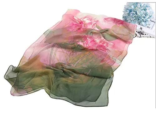 AliceLife Green Floral Pattern Lightweight Scarf Shawl 160x50cm (63x19.7in) | Fashion Sunscreen Wrap for Women thumbnail 4