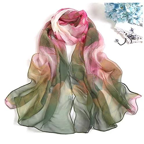 AliceLife Green Floral Pattern Lightweight Scarf Shawl 160x50cm (63x19.7in) | Fashion Sunscreen Wrap for Women thumbnail 5