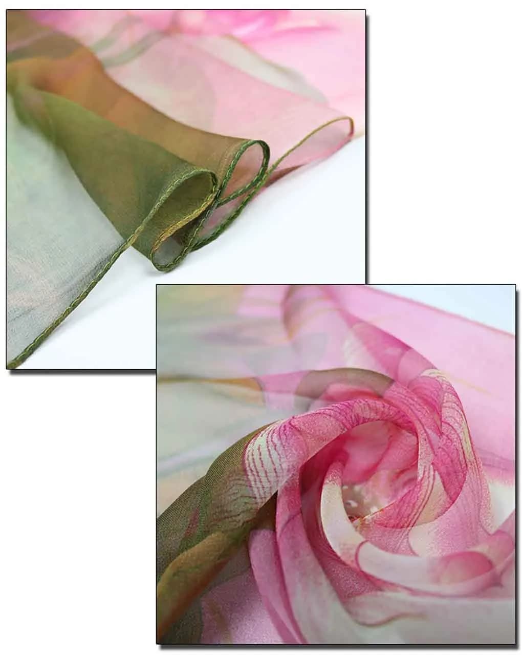 AliceLife Green Floral Pattern Lightweight Scarf Shawl 160x50cm (63x19.7in) | Fashion Sunscreen Wrap for Women - view 6