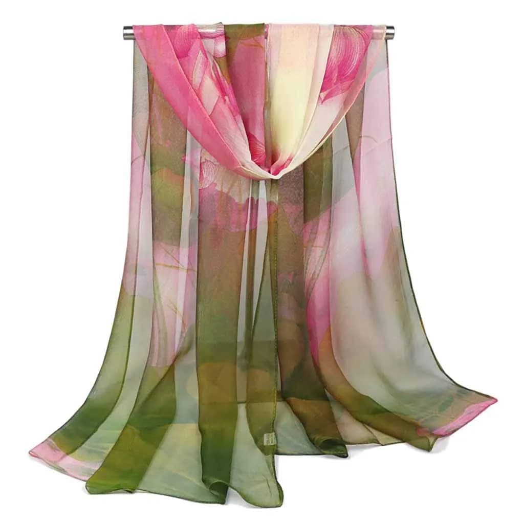 AliceLife Green Floral Pattern Lightweight Scarf Shawl 160x50cm (63x19.7in) | Fashion Sunscreen Wrap for Women - view 3