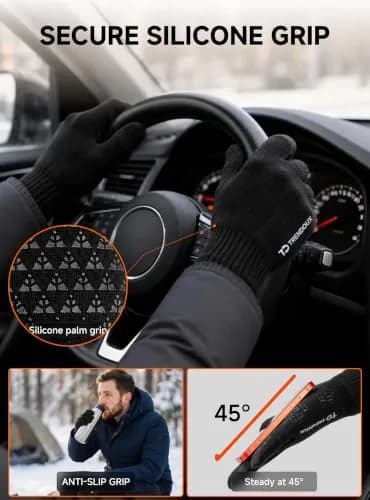 TRENDOUX Knit Touch Screen Gloves for Women & Men | Black, Medium | Warm Lined, Anti-Slip Grip thumbnail 4