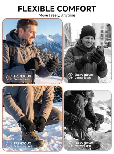 TRENDOUX Knit Touch Screen Gloves for Women & Men | Black, Medium | Warm Lined, Anti-Slip Grip thumbnail 5