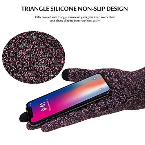 TRENDOUX Winter Gloves for Women, Knit Touch Screen Glove in Rose | Thermal, Anti-Slip, Elastic Cuff (120c) thumbnail 2