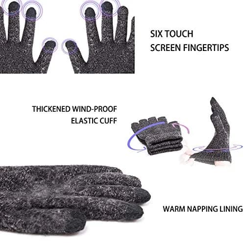 TRENDOUX Knit Touch Screen Gloves for Men & Women - Medium - Gray | Warm Lined, Anti-Slip Grip, Texting & Driving Ready thumbnail 2