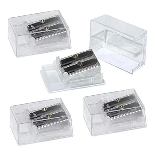 WEKOIL Pencil Sharpener Manual Metal Dual Hole Pack of 4 | High-Grade Steel Blades for Artists & Students thumbnail 1