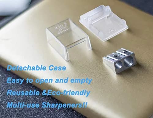 WEKOIL Pencil Sharpener Manual Metal Dual Hole Pack of 4 | High-Grade Steel Blades for Artists & Students thumbnail 4