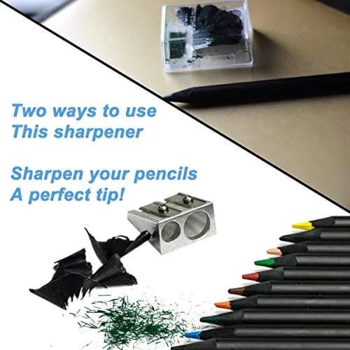 WEKOIL Pencil Sharpener Manual Metal Dual Hole Pack of 4 | High-Grade Steel Blades for Artists & Students thumbnail 3