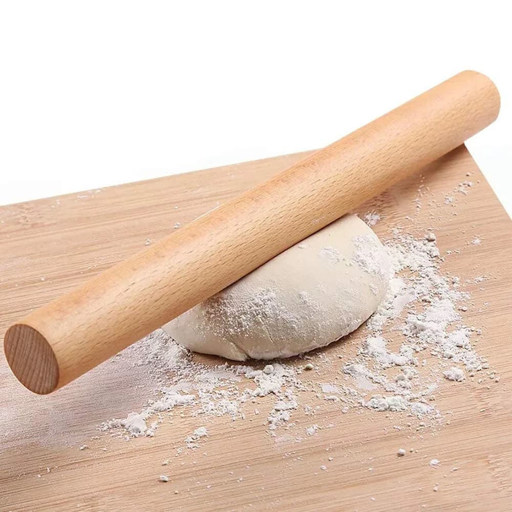 iPstyle Professional Beech Wood Rolling Pin 39.7cm (15-3/4 Inch) | Smooth Dough Roller for Pizza, Pasta, Cookies