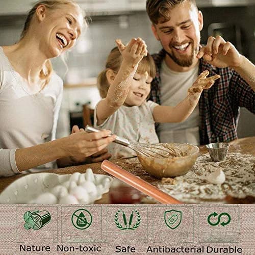 iPstyle Professional Beech Wood Rolling Pin 39.7cm (15-3/4 Inch) | Smooth Dough Roller for Pizza, Pasta, Cookies thumbnail 5