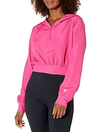Soffe Women’s Junior Squad ¼ Zip Hood Outerwear - Pixie Pink Large | Cropped, Long Sleeve, Hooded Sweatshirt thumbnail 1