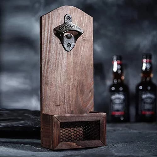 Arola Vintage Wooden Wall Mounted Bottle Opener | Cap Collector & Bar Decor (70-120 chars) thumbnail 1