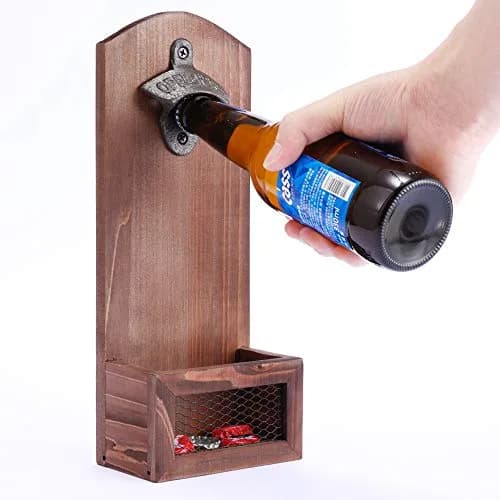 Arola Vintage Wooden Wall Mounted Bottle Opener | Cap Collector & Bar Decor (70-120 chars) thumbnail 4