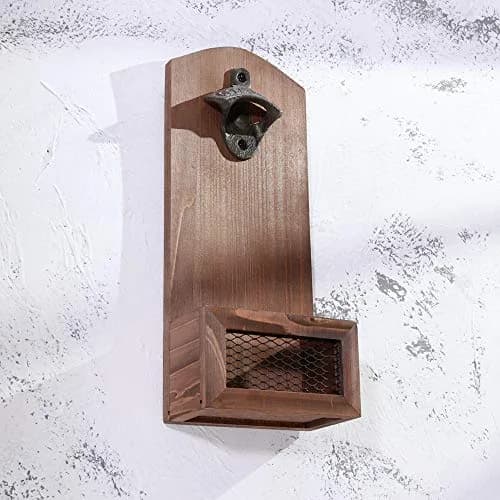 Arola Vintage Wooden Wall Mounted Bottle Opener | Cap Collector & Bar Decor (70-120 chars) thumbnail 6