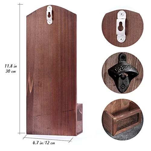 Arola Vintage Wooden Wall Mounted Bottle Opener | Cap Collector & Bar Decor (70-120 chars) thumbnail 7