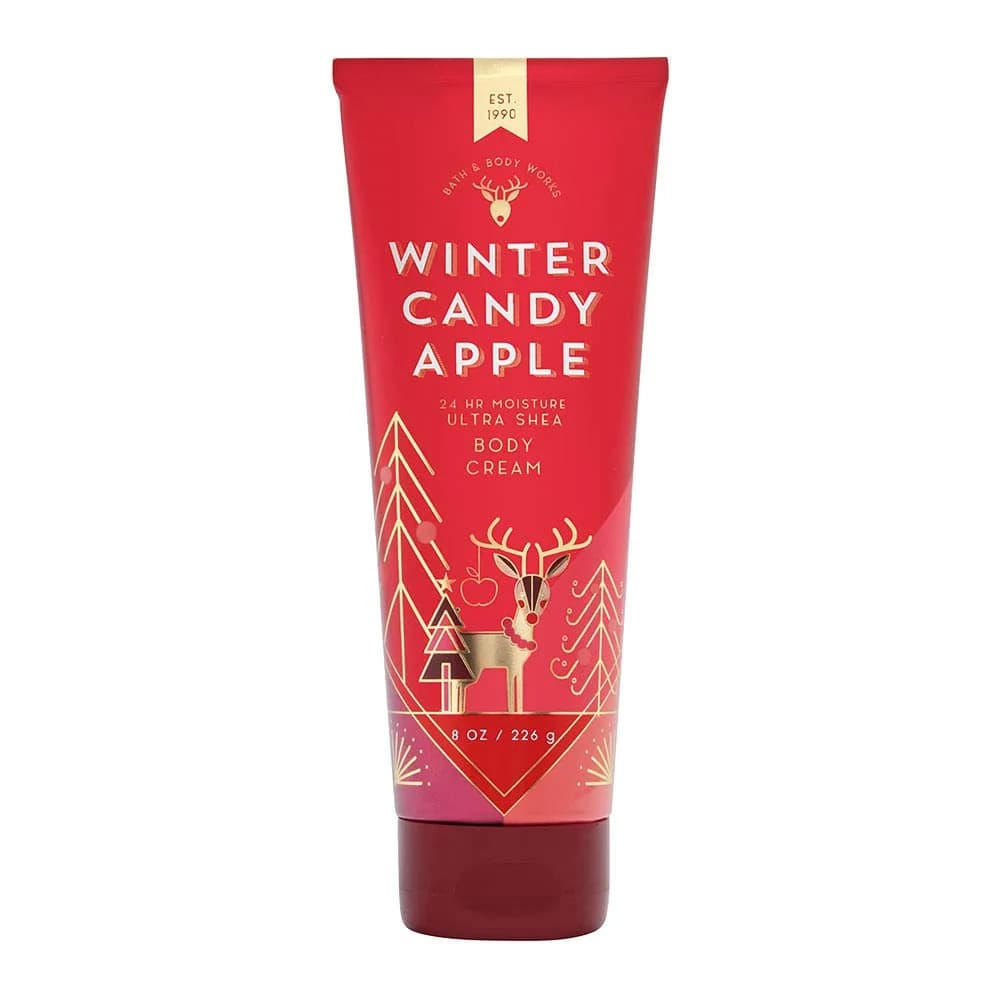 Bath & Body Works Winter Candy Apple Ultra Shea Body Cream 8 Oz | Moisturizes Sensitive Skin with Shea & Hyaluronic Acid — 8 Ounce