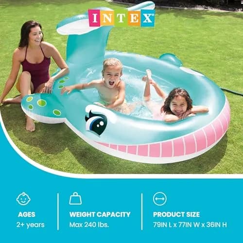 Intex Whale Spray Kiddie Pool 79" x 77" x 36" | Fun Backyard Water Sprinkler for Kids 2+ - view 4