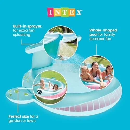 Intex Whale Spray Kiddie Pool 79" x 77" x 36" | Fun Backyard Water Sprinkler for Kids 2+ - view 7