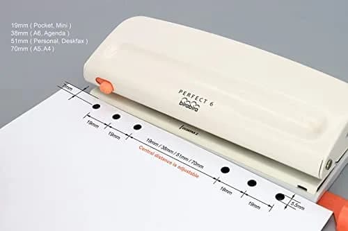 BiraBira 6 Hole Punch, 8 Sheet Capacity for Planners and 6 Ring Binders | Adjustable Metal Punch thumbnail 2