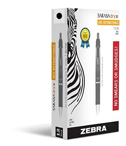 Zebra Pen SARASA Dry X1 Retractable Gel Pen, Black Ink, 0.7mm, 12-Pack | Smooth Ink Flow Writing Instrument thumbnail 1