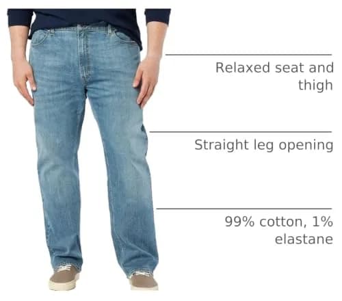 Levi Strauss Signature Gold Men's Relaxed Fit Flex Jeans 33W x 34L | Comfort Flex Denim for All-Day Movement thumbnail 4