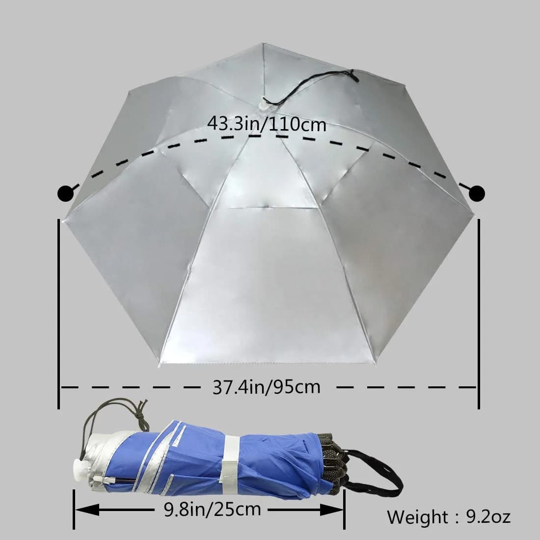 NEW-Vi Umbrella Hat 96cm (37.4") Diameter | Hands-Free Sun & Rain Protection - view 5