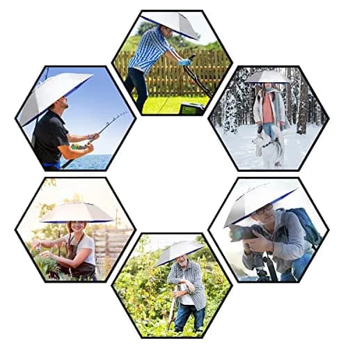 NEW-Vi Umbrella Hat 96cm (37.4") Diameter | Hands-Free Sun & Rain Protection thumbnail 7