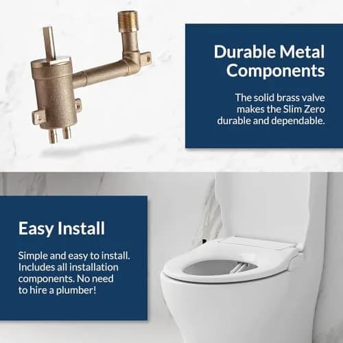 Bio Bidet Slim Zero Non Electric Bidet Toilet Seat Elongated | Dual Nozzles, White, Low Profile thumbnail 5
