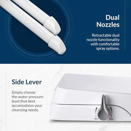 Bio Bidet Slim Zero Non Electric Bidet Toilet Seat Elongated | Dual Nozzles, White, Low Profile thumbnail 3