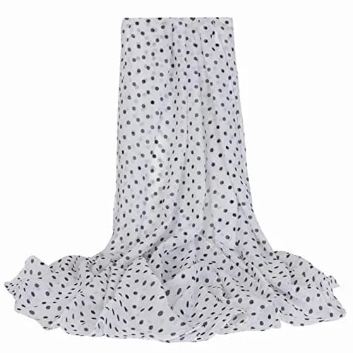 Block Garden Women's Swimsuit Cover up Sarong S07 White W Black Polka Dot | Lightweight Chiffon Beach Wrap thumbnail 7