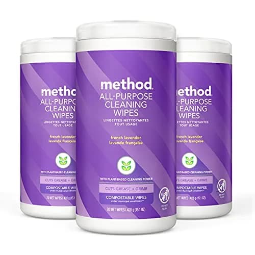 Method All-Purpose Cleaning Wipes, French Lavender, 70 Count | Compostable, Plant-Based, 3 Pack thumbnail 1