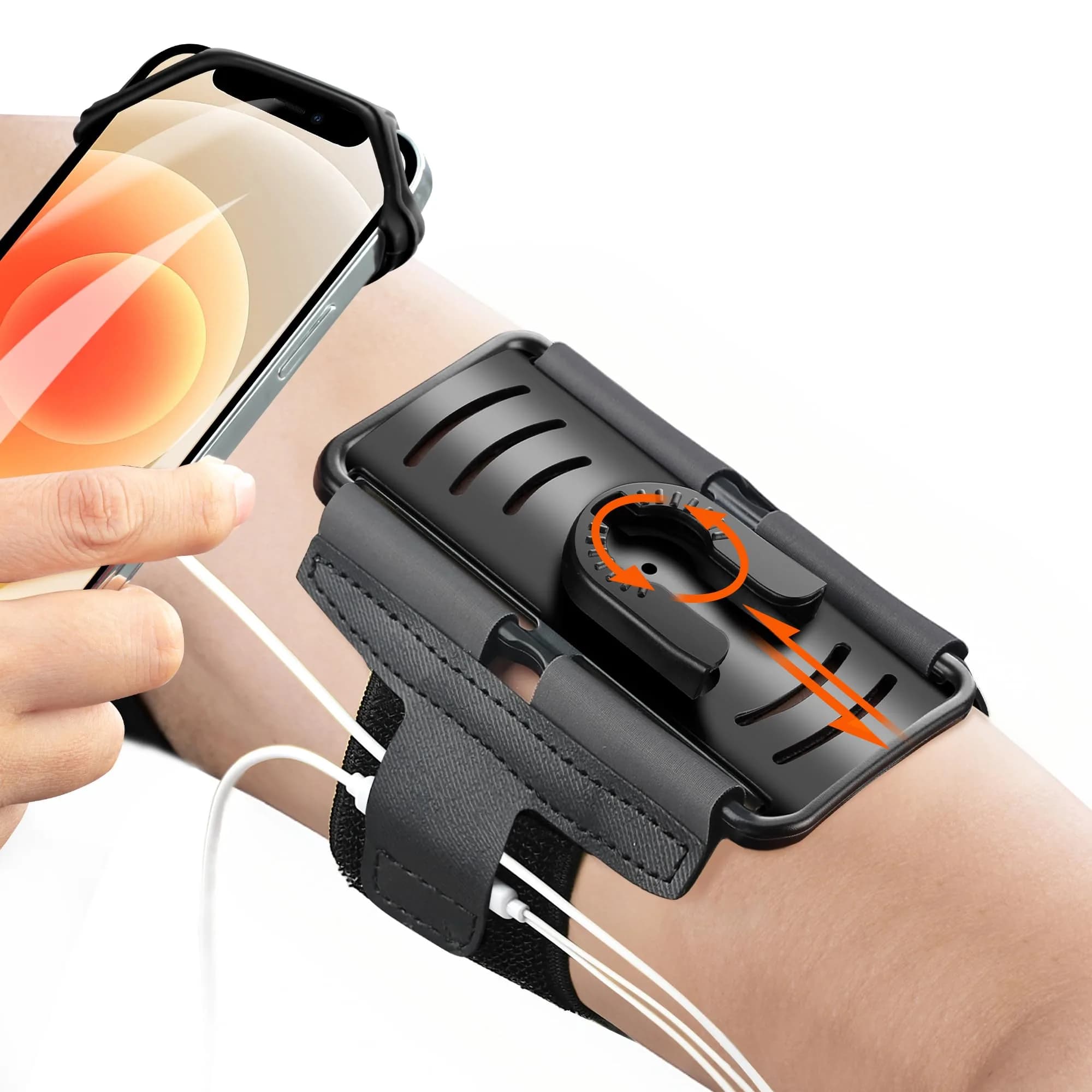 newppon Cell Phone Running Armband - Detachable & 360° Rotatable Universal Cellphone Arm Band for iPhone 17 16 15 14 13 Pro Max Plus Samsung Galaxy Note S24 S23 | Fits All Smartphones