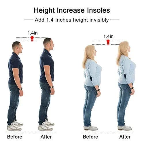 SQHT Height Increase Insoles - Gel Shoe Heel Lift Inserts & Pads | 1.4 Inch Height Boost for Men & Women thumbnail 1