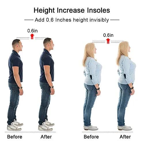 SQHT Height Increase Insole - Gel Heel Shoe Lift Inserts | 0.6 Inch Height Boost for Men & Women thumbnail 2