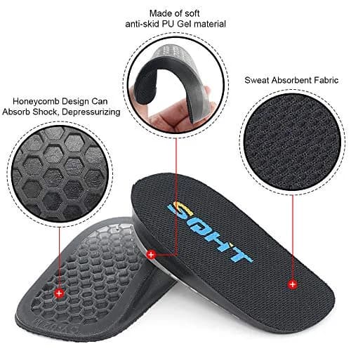 SQHT Height Increase Insole - Gel Heel Shoe Lift Inserts | 0.6 Inch Height Boost for Men & Women thumbnail 3