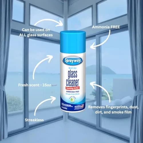 Sprayway Ammonia-Free Glass Cleaner Foaming Aerosol 450ml (15 Fl Oz) | Streakless Shine thumbnail 3