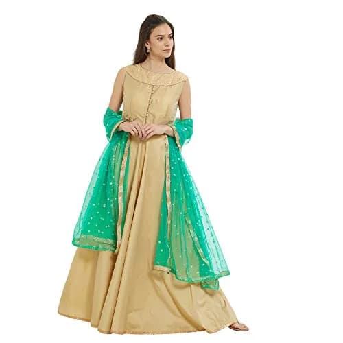 DUPATTA BAZAAR Embellished Green Net Dupatta 2.4m (7.87 ft) | Party & Festive Wear thumbnail 4