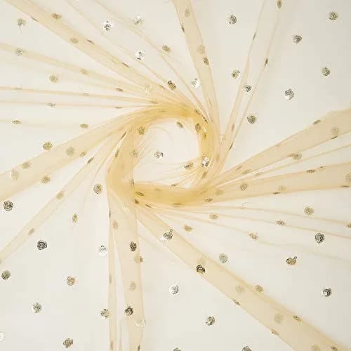 DUPATTA BAZAAR Embellished Gold Net Dupatta 2.4m (8ft) | Festive Wear with Gold Border thumbnail 6