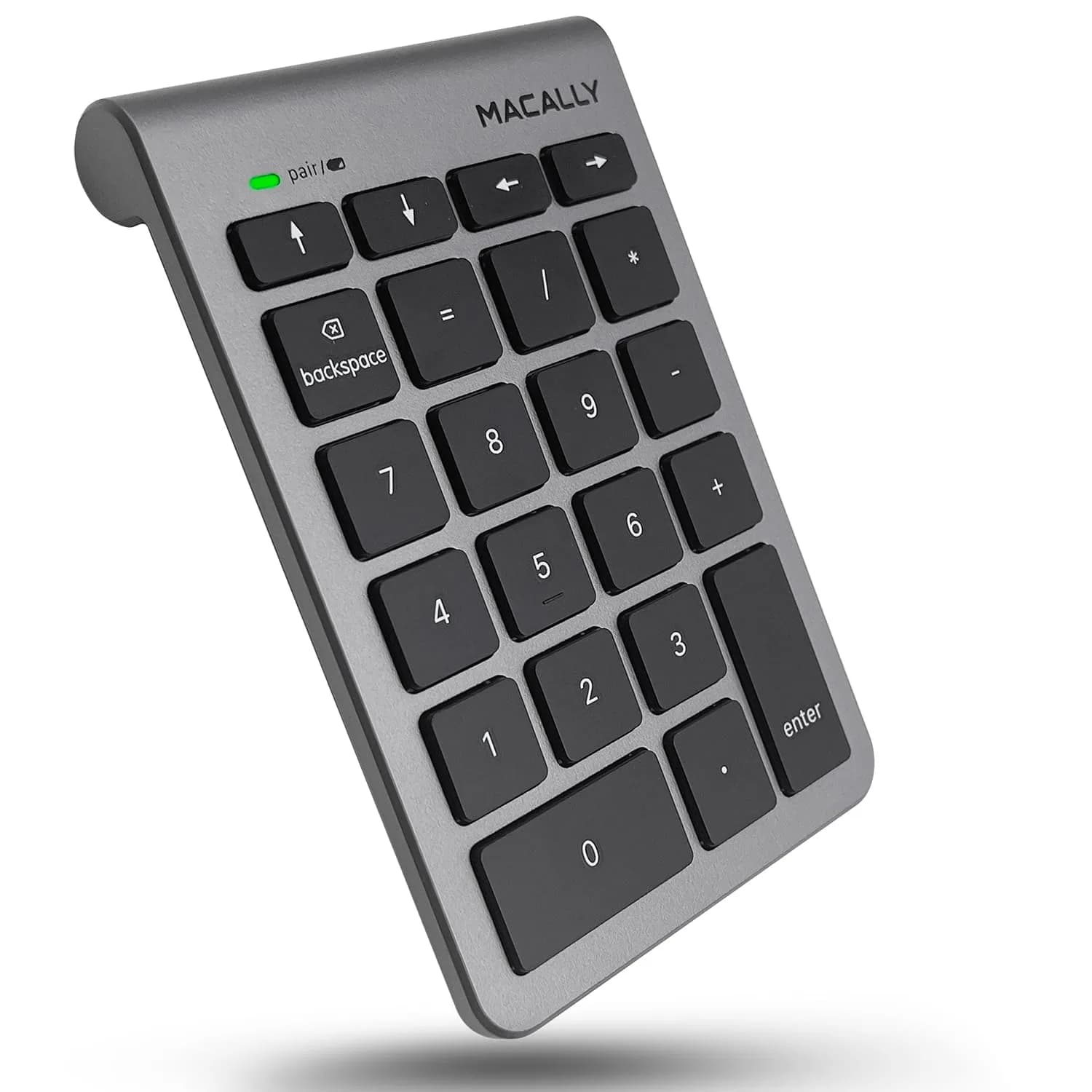 Macally BTNUMKEY22 Bluetooth Number Pad for Laptop - Wireless Numeric Keypad with Arrow Keys & Function Keys - Space Grey (13.2cm x 9cm x 1.7cm) - main product image