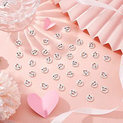 PH PandaHall 80pcs Footprint Charms Tibetan Style Silver Diameter 11mm | Baby First Step Pendant thumbnail 6