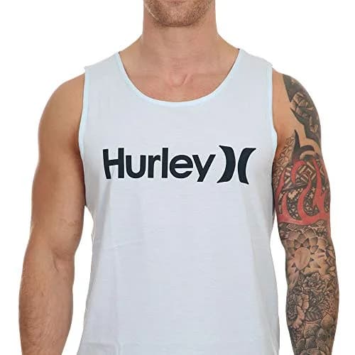 Hurley Men's One & Only Graphic Tank Top Shirt, Topaz Mist Heather (S) | All-Day Comfort & Style thumbnail 5