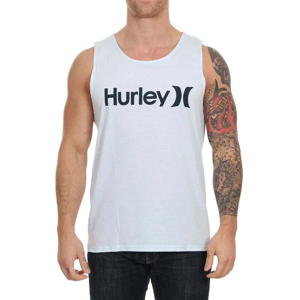 Hurley Men's One & Only Graphic Tank Top Shirt, Topaz Mist Heather (S) | All-Day Comfort & Style