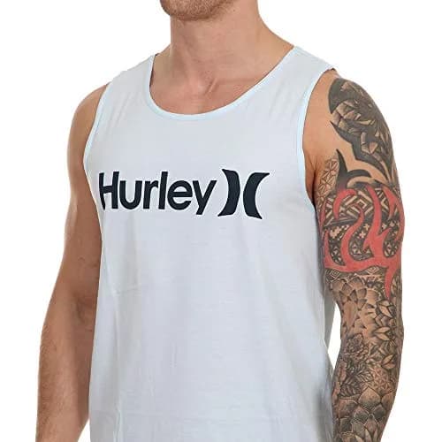Hurley Men's One & Only Graphic Tank Top Shirt, Topaz Mist Heather (S) | All-Day Comfort & Style thumbnail 4