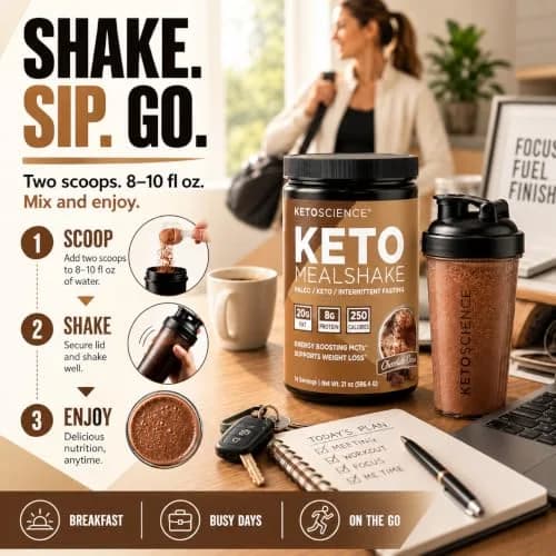 Keto Science Keto Shake Powder – Chocolate | Meal Replacement with MCT Oil & Collagen (20.49 oz) thumbnail 5
