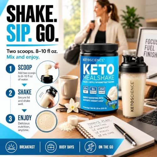 Keto Science Ketogenic Meal Shake Vanilla 20.83oz | Supports Weight Loss & Keto Goals thumbnail 4