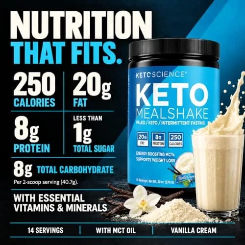 Keto Science Ketogenic Meal Shake Vanilla 20.83oz | Supports Weight Loss & Keto Goals thumbnail 5