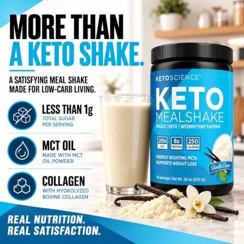Keto Science Ketogenic Meal Shake Vanilla 20.83oz | Supports Weight Loss & Keto Goals thumbnail 3