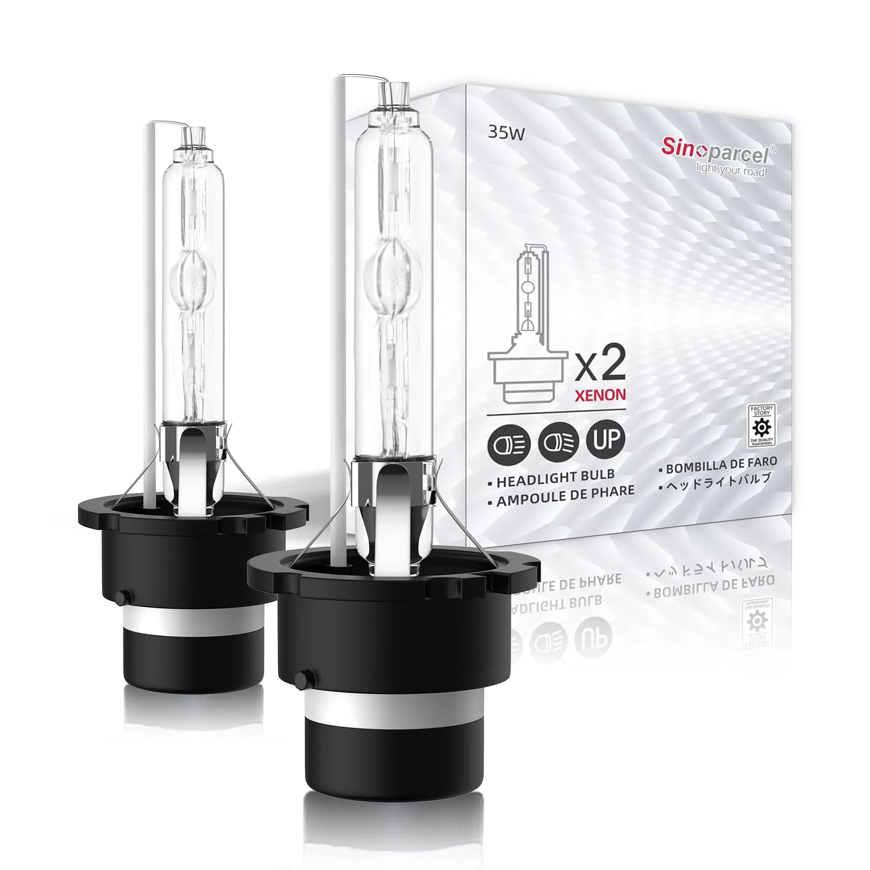 Sinoparcel D4S HID Xenon Headlight Bulb 6000K Cool White 3600LM (2-Pack, 2.5cm x 5.25cm x 6.8cm) — HID 6000K