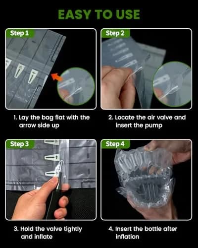 MONKKINO 16 Pack Inflatable Wine Bags | Protects Bottles & Fragile Items During Travel thumbnail 6