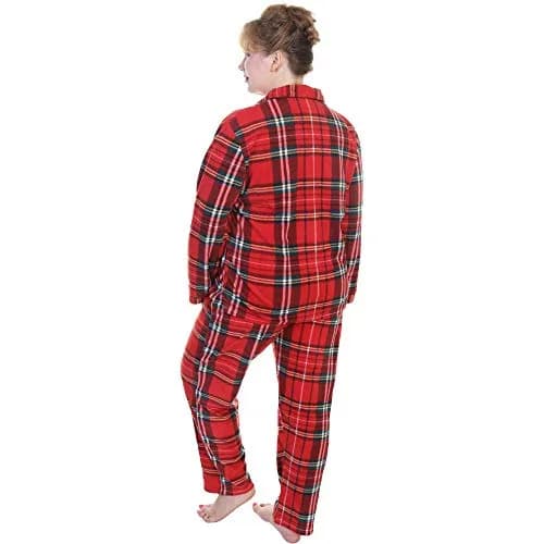 Angelina Women's Pajama Set Cozy Fleece with Notch Collar and Pockets | PJ56_L | Holiday Christmas Plaid thumbnail 5
