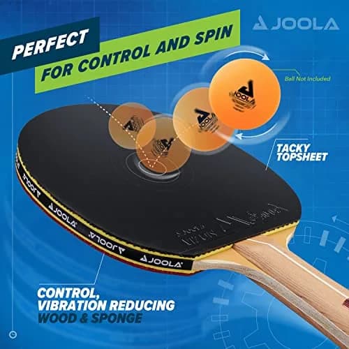 JOOLA Omega Control Table Tennis Racket | 5-Ply Wood Blade, Vizon Rubber, Flared Handle, 185g thumbnail 4